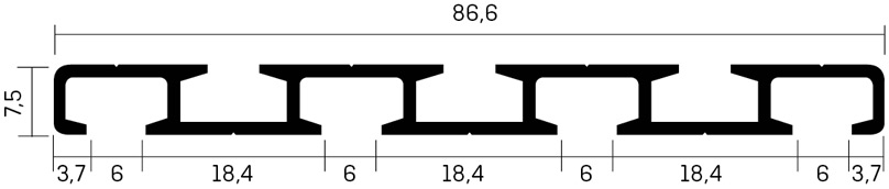 Maßskizze Schienenprofil SS 514, 4-läufig