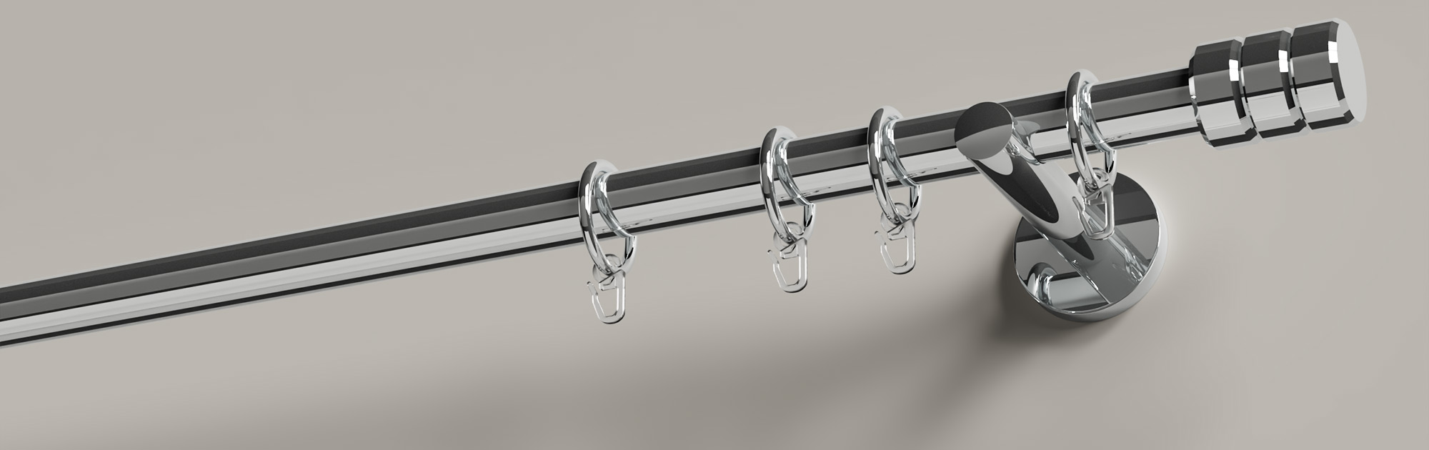 Messing-Garnitur Ø28mm, mit Offene Wandträger Rund, mit Endknopf Bologna