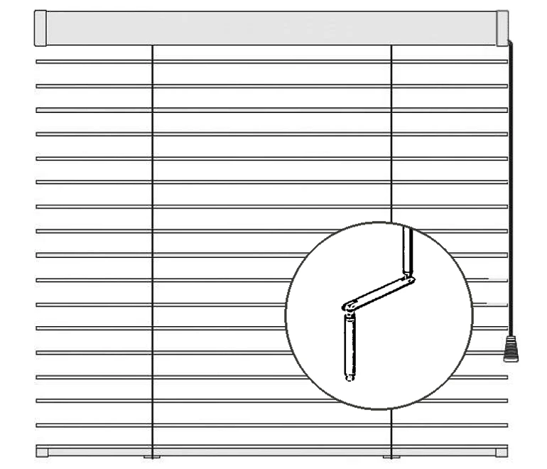 Nicht abspannte Getriebjalousie mit Endlos-Zugschnur oder Kurbelbedienung, Lamellenbreite 50 mm
