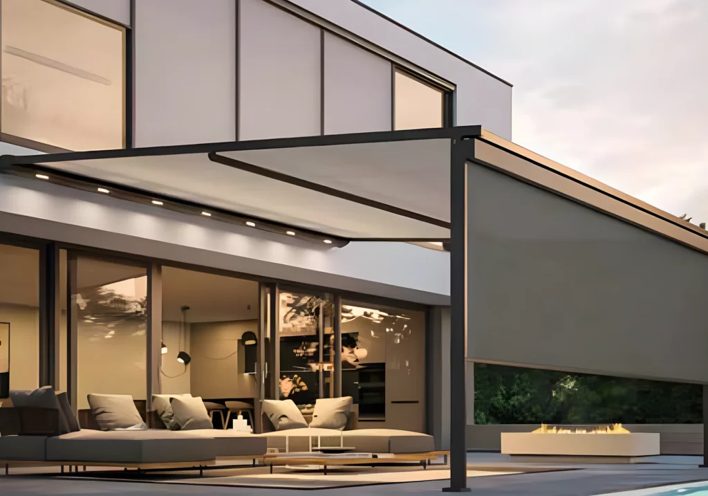 Textile Screens auf einer Terrasse