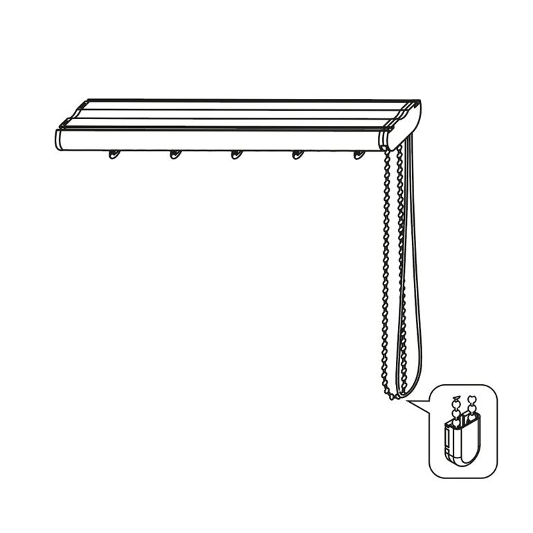 Vertikaljalousie, gerade Ausführung, ohne Behang
